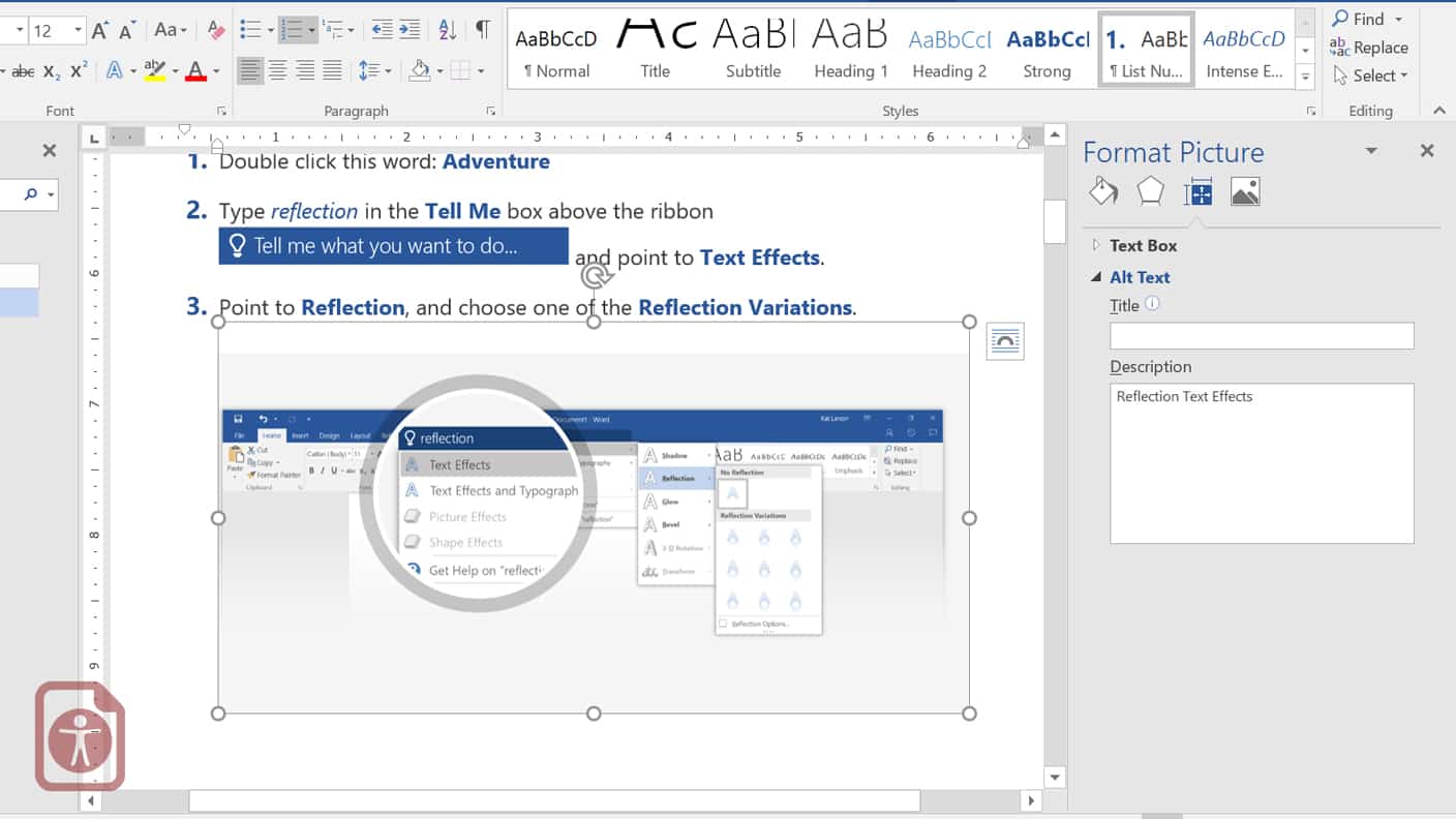 How to add alt-text in Word (Screenshot)
